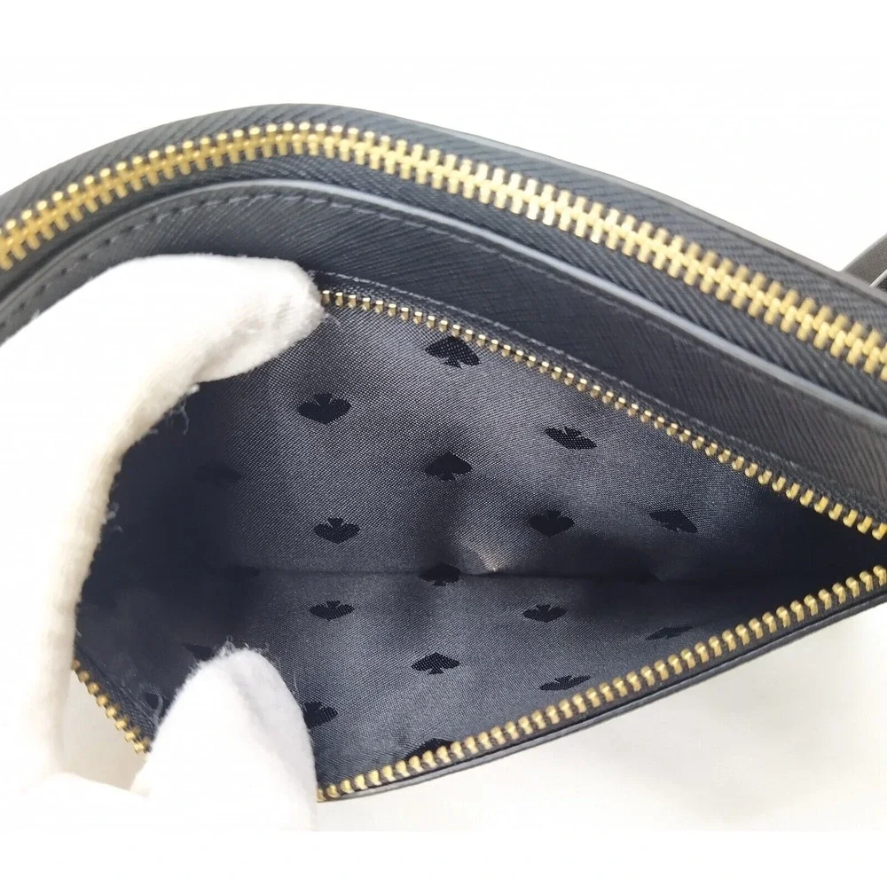 Kate Spade New York Black Leather Zipper Closure Credit Card Wristlet - Wallet